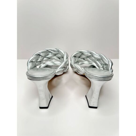 Marc Fisher Sandals Womens Size 7 Leather Braided Square Toe Slip On Heels - Picture 5 of 10